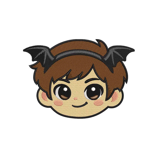 Halloween Bat Boy Embroidery Design | Cute Kawaii Halloween Character Machine Embroidery Pattern - SG08072605