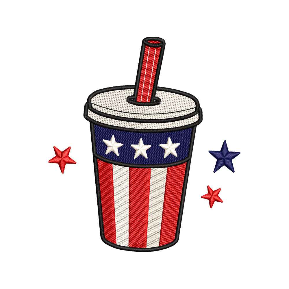 Patriotic Tumbler Embroidery Design 4th of July Drink - SG09052609