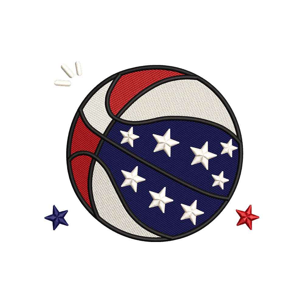 Patriotic Beach Ball Embroidery Design 4th of July Independence Day - SG09052615