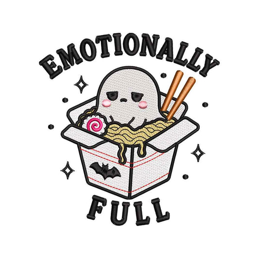 Emotionally Full Ghost Embroidery Design Halloween Ghost Noodle Box Cute Foodie - SG09062604