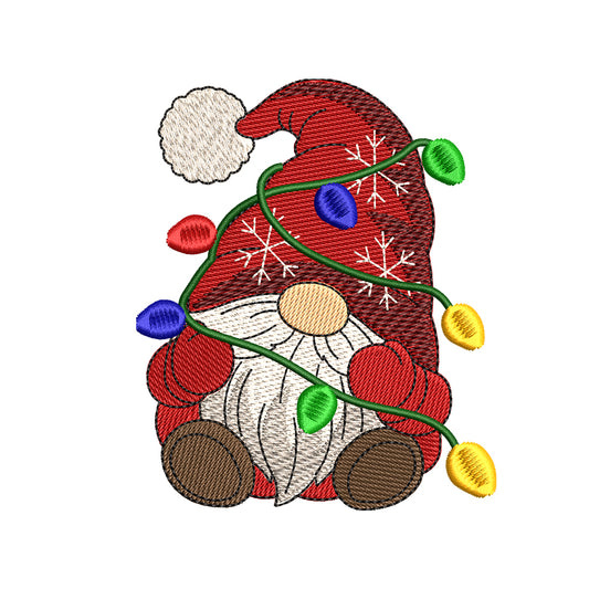 Christmas Gnome with Lights Embroidery Design - SG09102602