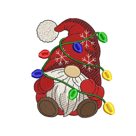 Christmas Gnome with Lights Embroidery Design - SG09102602