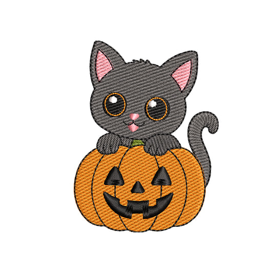 Mini Halloween Cat and Pumpkin Embroidery Designs - SG10092606