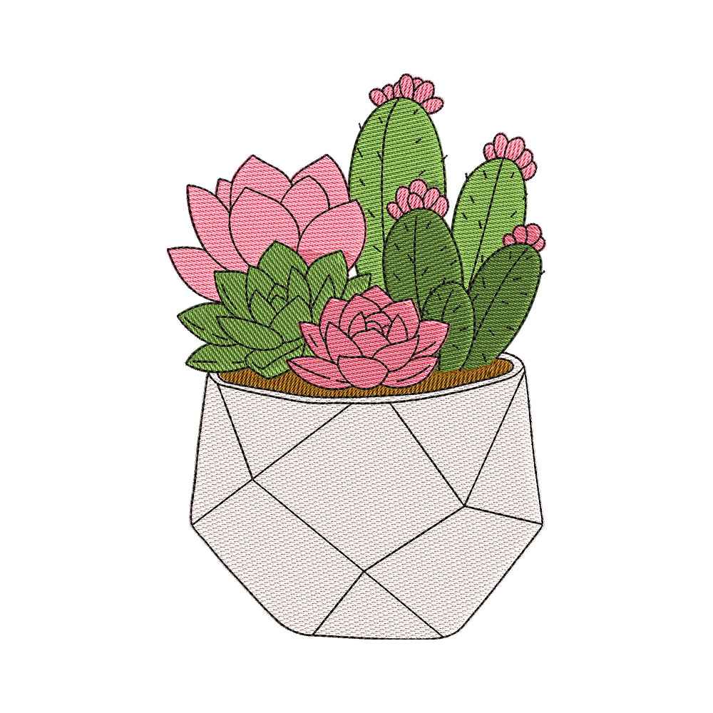 Succulent and Cactus Garden Embroidery Design - SG110501