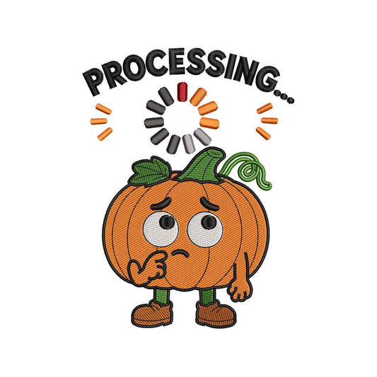 Processing Halloween Embroidery Design Funny Pumpkin Character Cute Seasonal Humor - SG11062603