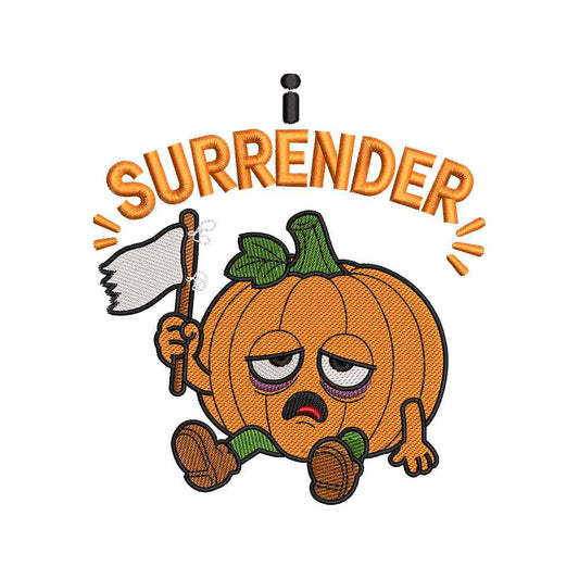 I Surrender Halloween Embroidery Design Funny Pumpkin Character Cute Seasonal Humor - SG11062604