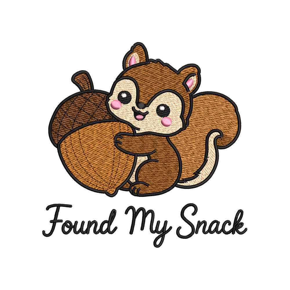 Autumn Found My Snack Embroidery Design | Cute Squirrel with Acorn Fall Machine Embroidery Pattern - SG11072610