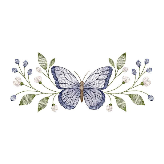 Ripple Butterfly with Wildflowers Embroidery Design