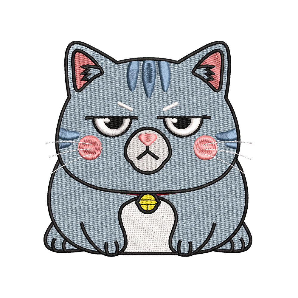Grumpy Angry Kawaii Cat Cute Animal Embroidery Design - SG12042620