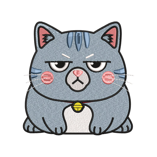Grumpy Angry Kawaii Cat Cute Animal Embroidery Design - SG12042620