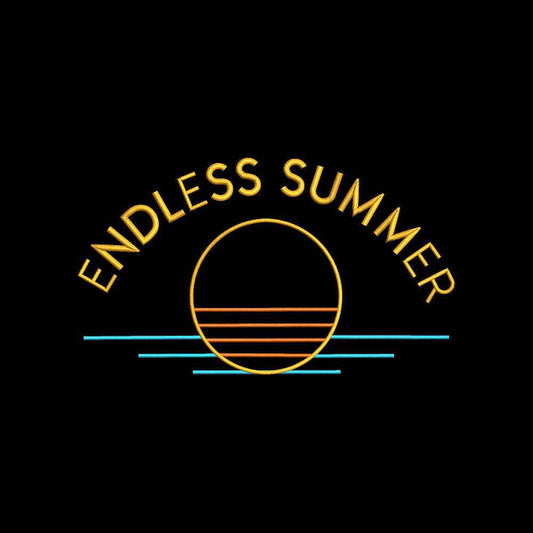 Endless Summer Embroidery Design Retro Sunset Beach Vacation Quote - SG12062603
