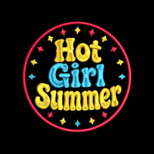 Hot Girl Summer Embroidery Design Summer Quote Typography Badge - SG12062605