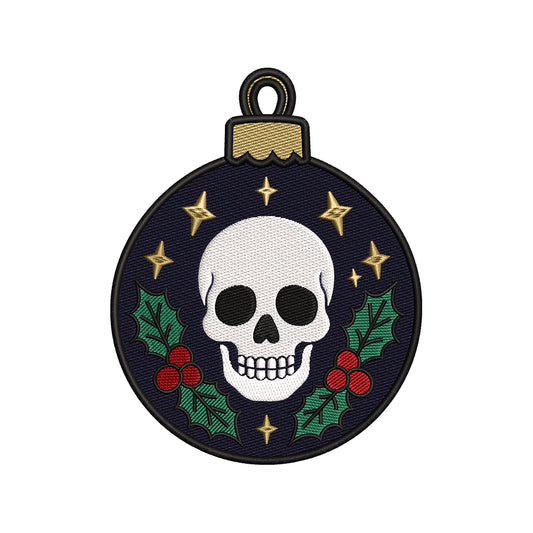Gothic Christmas Skull Bauble Ornament Machine Embroidery Design File - SG12092602