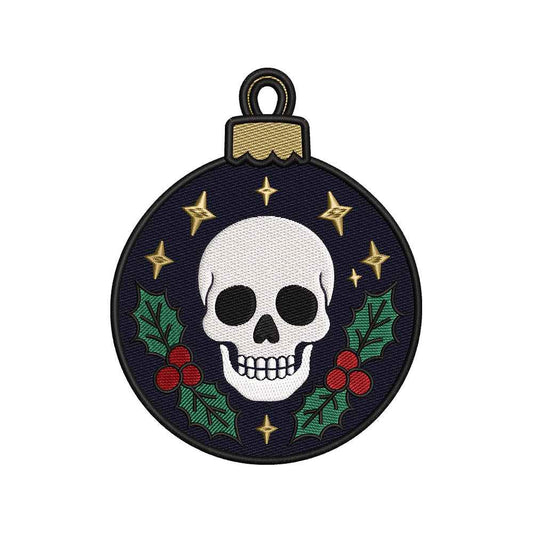 Gothic Christmas Skull Bauble Ornament Machine Embroidery Design File - SG12092602