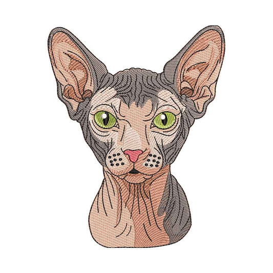 Realistic Sphynx Cat Portrait Embroidery Design - SG130402