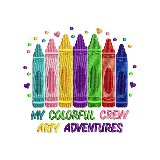 My Colorful Crew Arty Adventures Crayon Embroidery Design Back To School - SG13042607