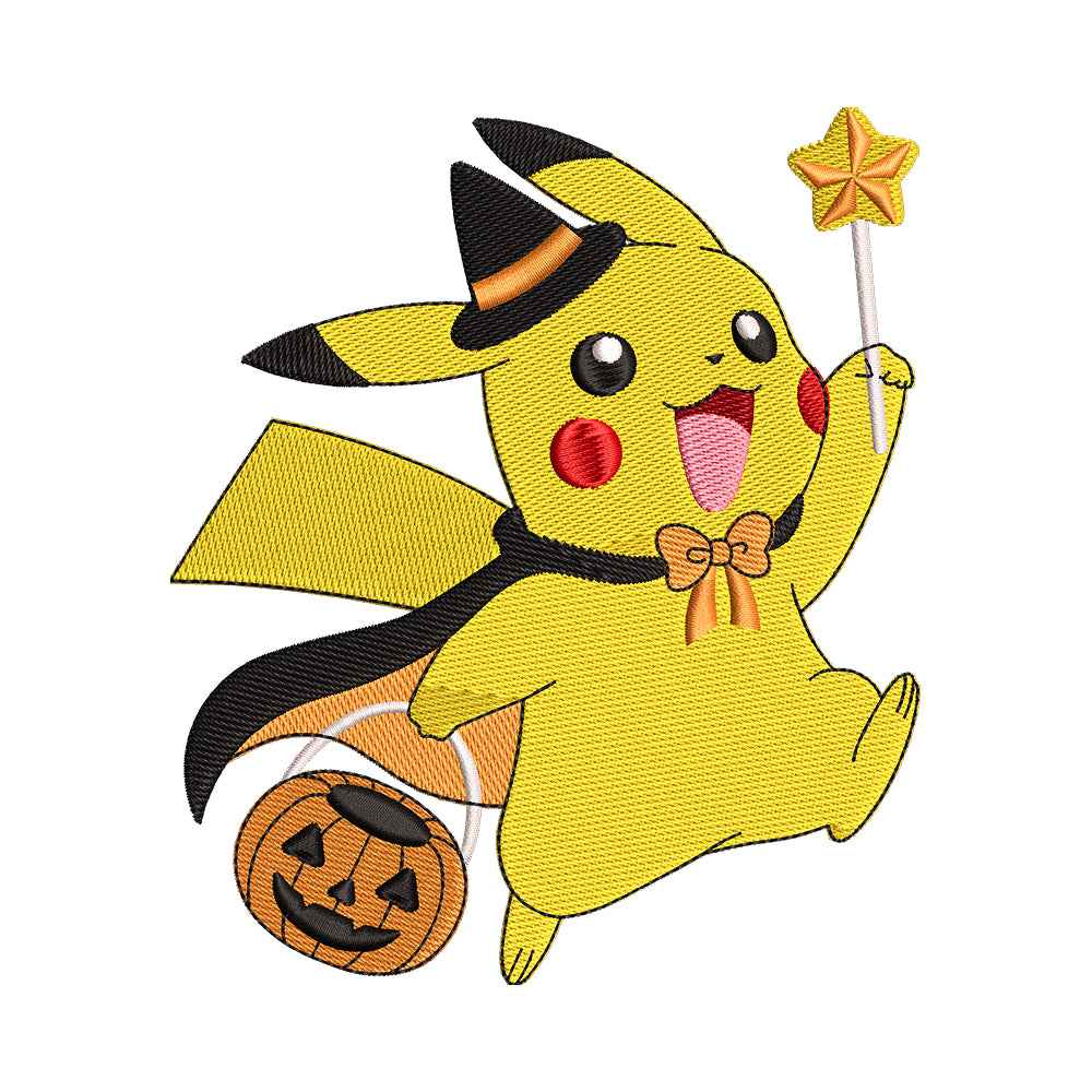 Halloween Witch Yellow Electric Monster Embroidery Design - SG130501