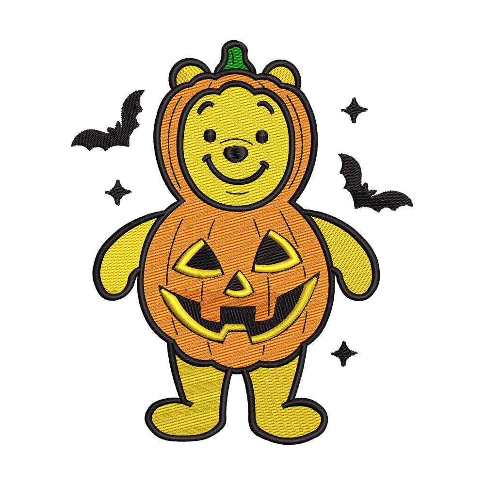 Cute Yellow Bear Pumpkin Costume Embroidery Design - SG130502