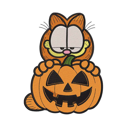 Orange Lasagna Cat with Pumpkin Embroidery Design - SG130506