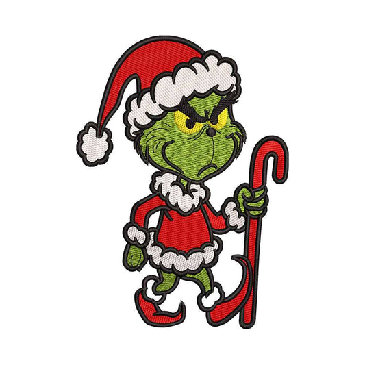 The Green Holiday Grump in Santa Suit Embroidery Design - SG130509