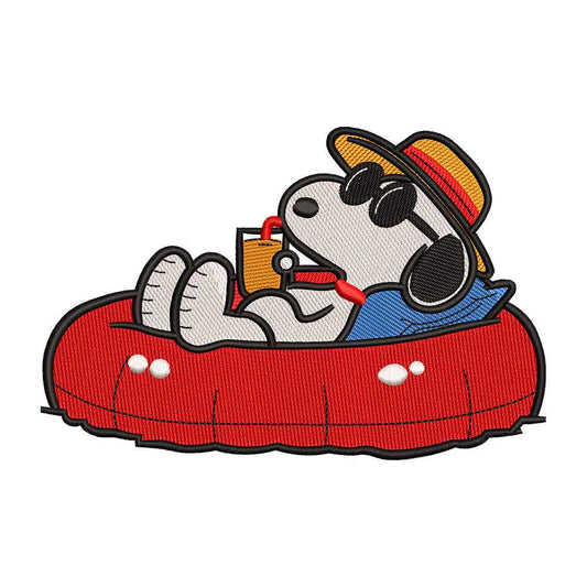 Cute Beagle Dog Joe Cool in Pool Float Embroidery Design - SG130510