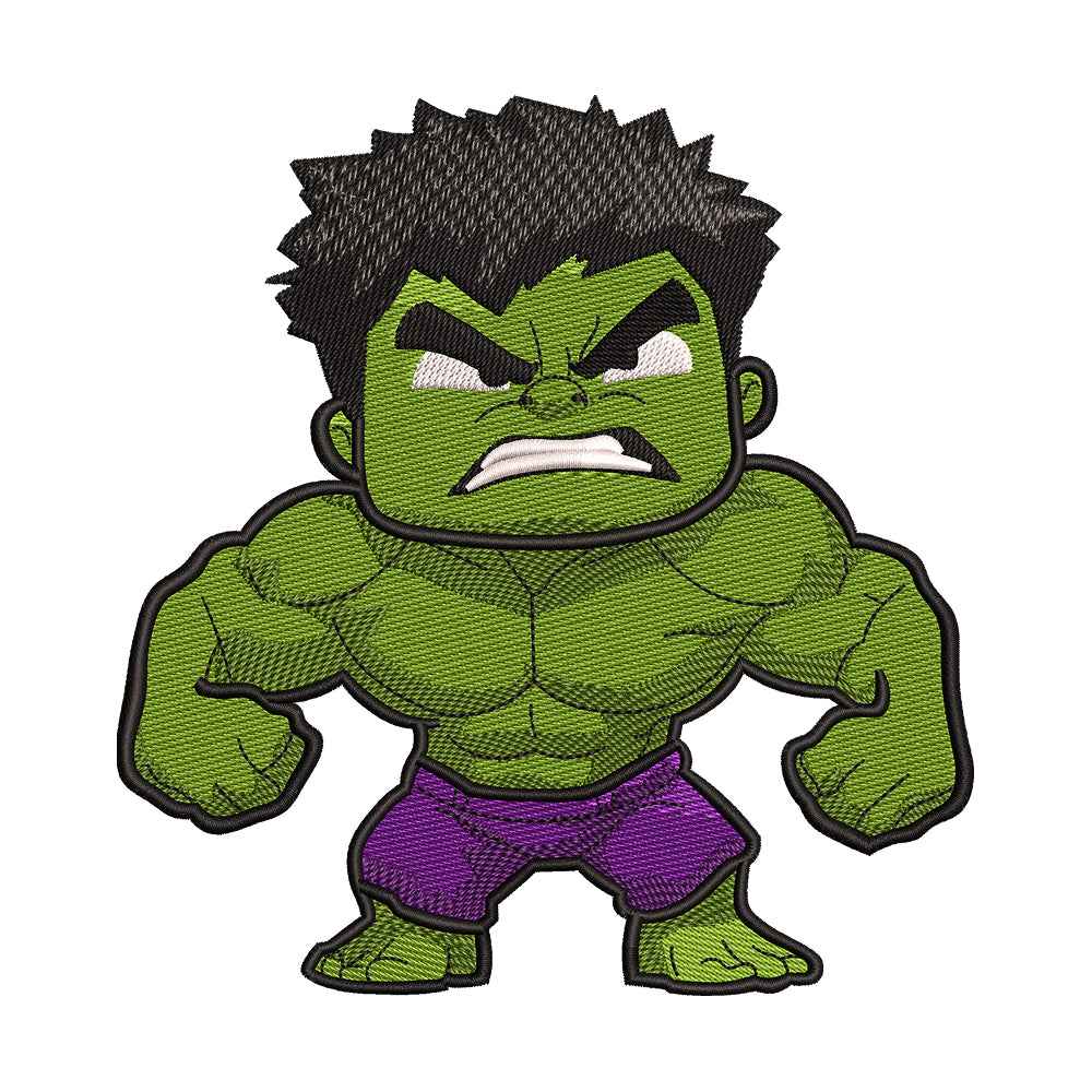 Chibi Green Giant Superhero Embroidery Design - SG130514