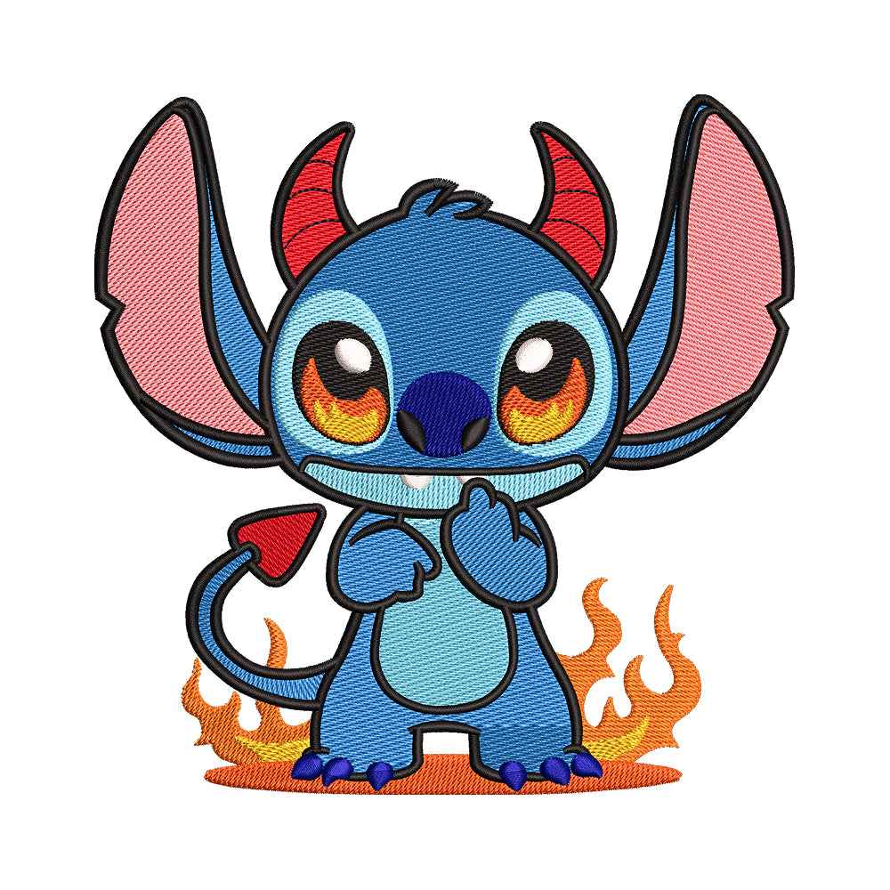 Devil Blue Alien Pet Embroidery Design - SG130519