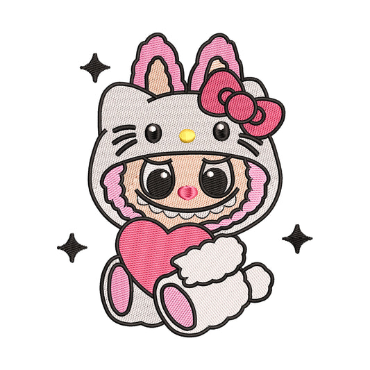 Labubu in Hello Kitty Costume Embroidery Design - SG130525
