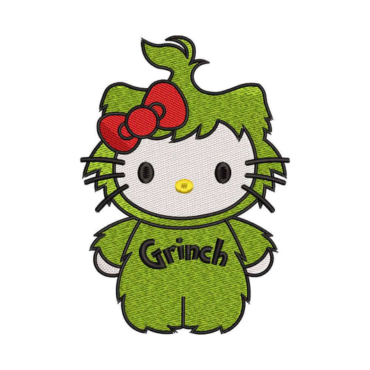 Cute White Cat as The Green Holiday Grump Embroidery Design - SG130532