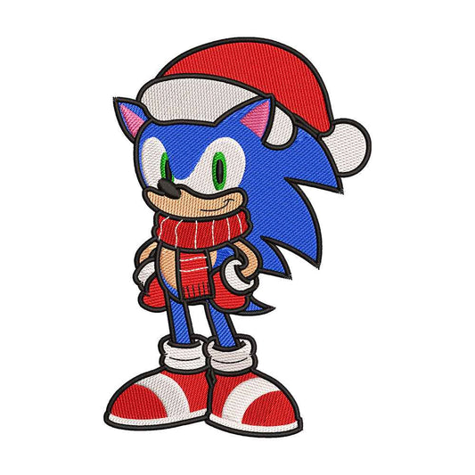 Christmas Blue Fast Hedgehog the Hedgehog Embroidery Design - SG130533