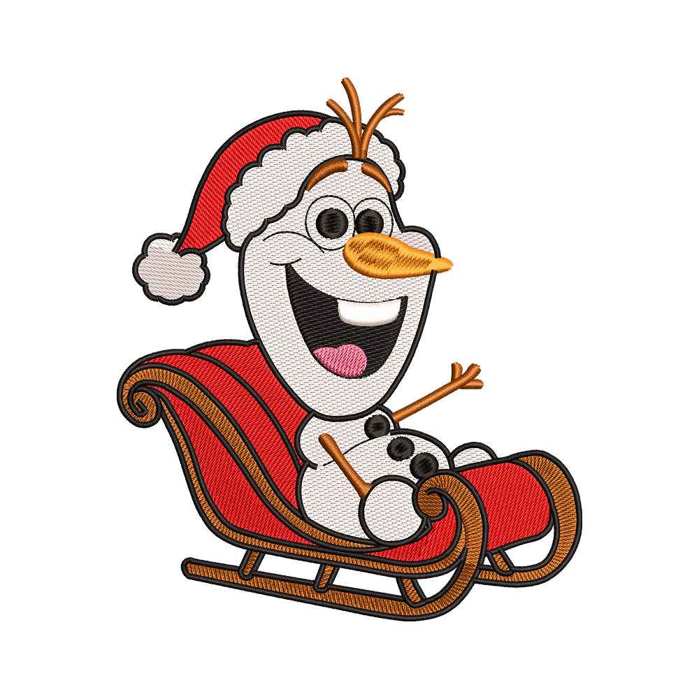 Living Snowman in Santa's Sleigh Embroidery Design - SG130534