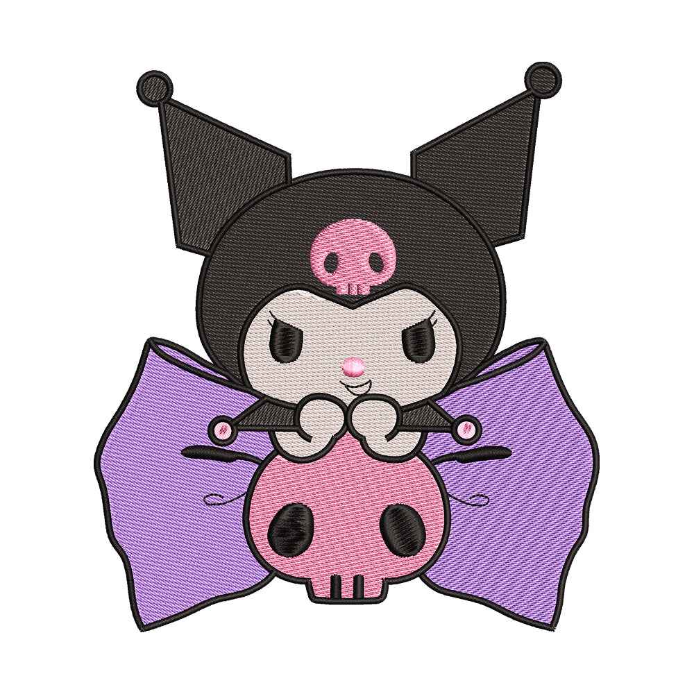 Mischievous Rabbit with Pink Skull Embroidery Design - SG130543
