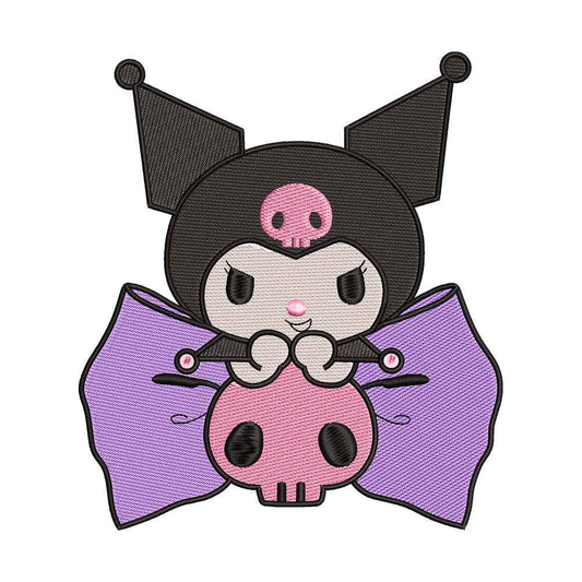 Mischievous Rabbit with Pink Skull Embroidery Design - SG130543