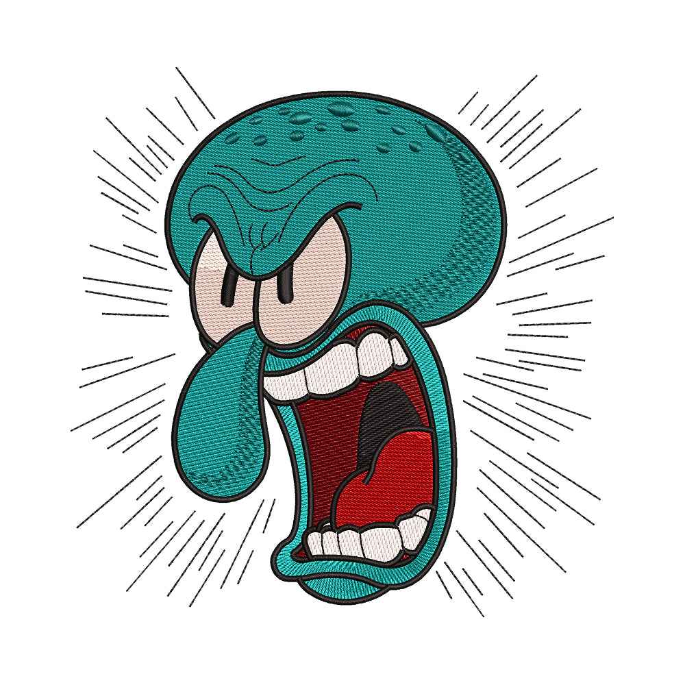 Yelling Grumpy Octopus Embroidery Design - SG130548