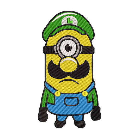 Yellow Pill Worker as Green Video Game Plumber Embroidery Design - SG130560