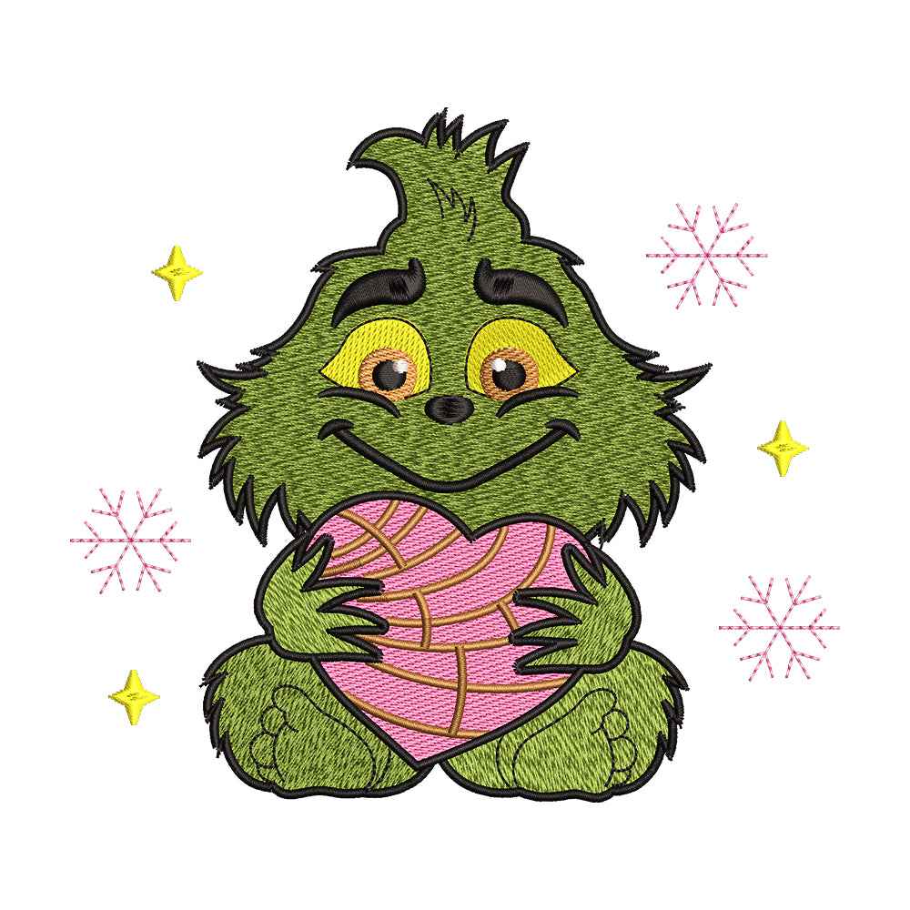 The Green Holiday Grump Heart Grew Embroidery Design - SG130566