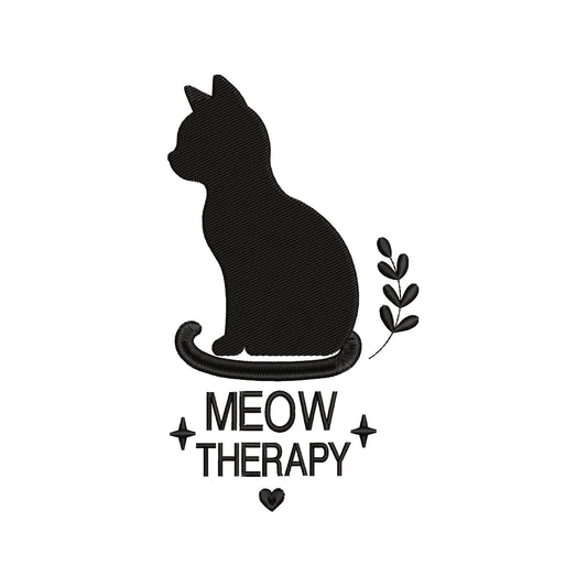 Meow Therapy Cat Embroidery Design - Calming Self-Care Motif SG31072652