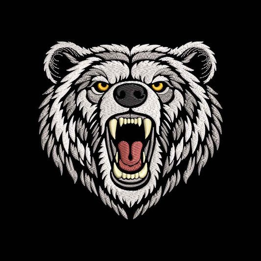Roaring Grizzly Bear Embroidery Design - Fierce Animal Mascot Motif SG31072653