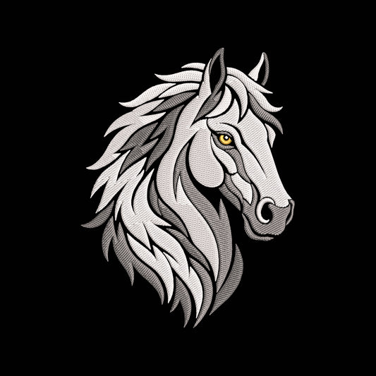 Elegant White Horse Embroidery Design - Minimalist Equine Motif SG31072657