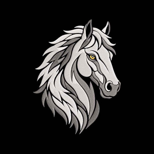 Elegant White Horse Embroidery Design - Minimalist Equine Motif SG31072657