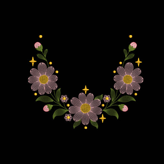 Ripple Floral Border Embroidery Design For Machine