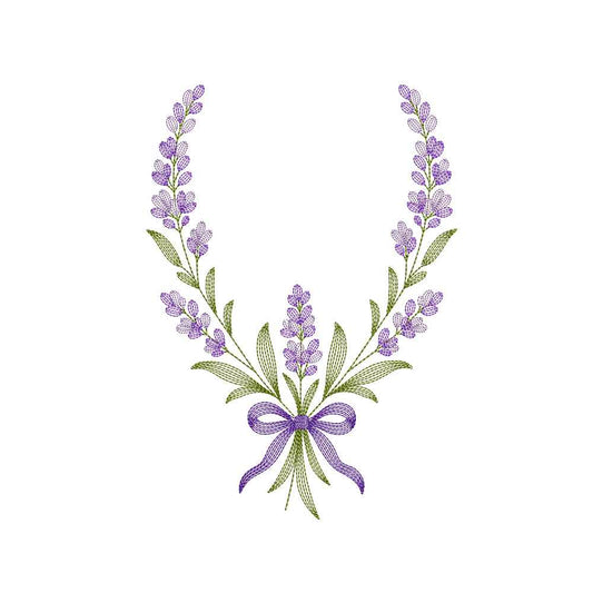 Ripple Lavender Floral Wreath Machine Embroidery Design - SG15092606