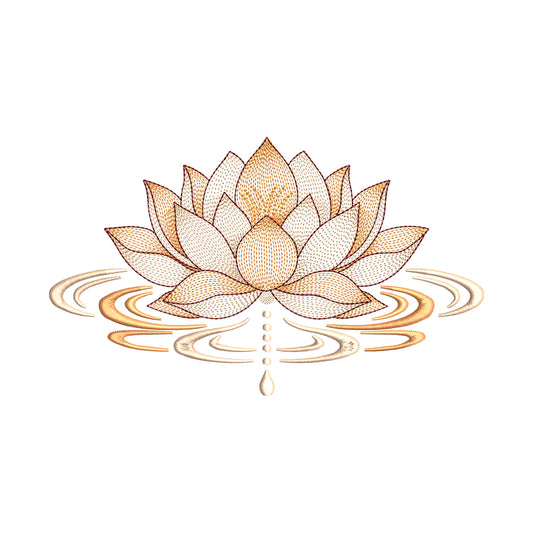 Lotus Flower with Water Ripple Embroidery Design - SG15092609