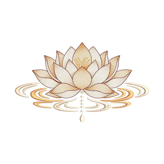 Lotus Flower with Water Ripple Embroidery Design - SG15092609