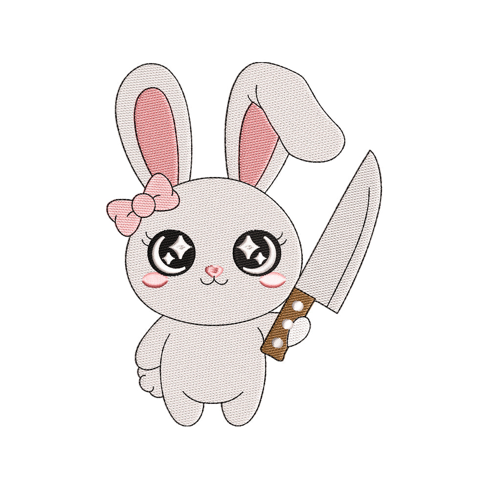 Cute Kawaii Bunny Embroidery Design Funny Mischievous Rabbit - SG16042601