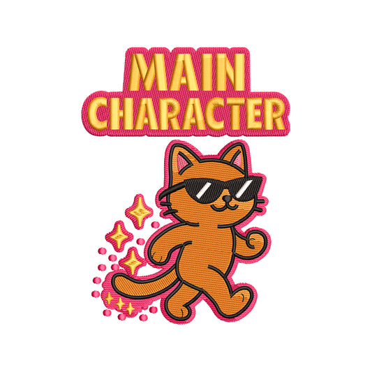 Main Character Cat Embroidery Design Funny Confident Cat with Sunglasses - SG16042629