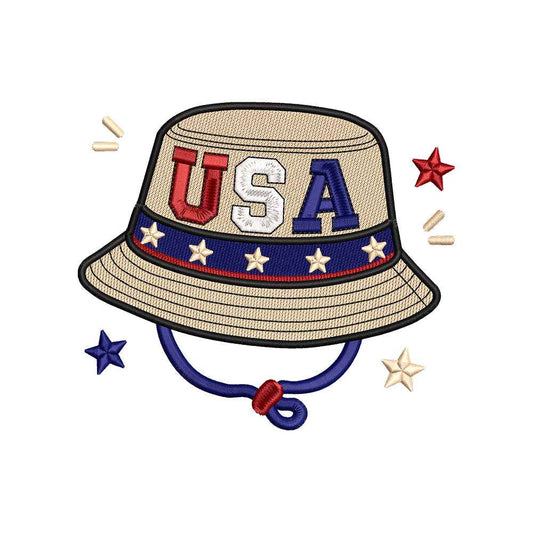USA Patriotic Bucket Hat Embroidery Design 4th of July Independence Day - SG16052604