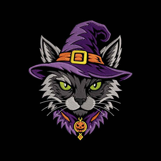 Halloween Witch Cat Embroidery Design - Spooky Witchy Motif SG31072666