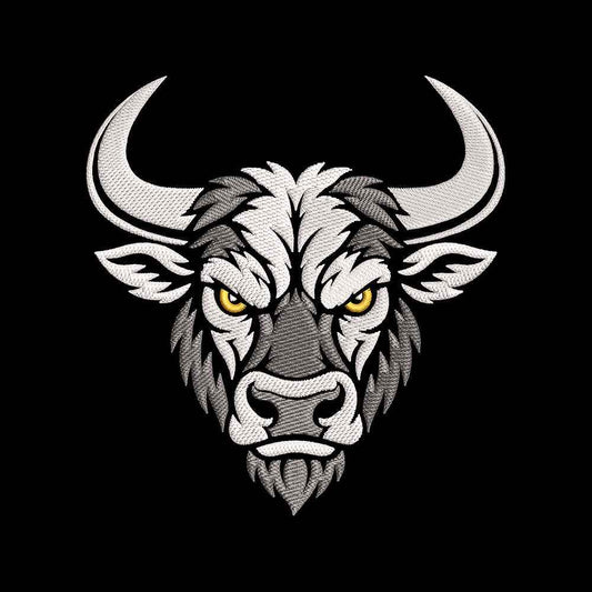 Fierce Bull Head Embroidery Design - Taurus Mascot Motif SG31072662