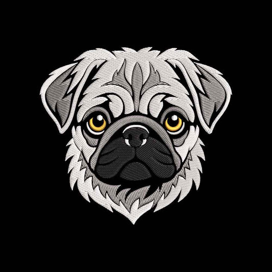 Cute Pug Dog Embroidery Design - Pet Portrait Motif SG31072663